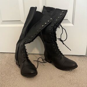Women's Black Lace-Up Boots